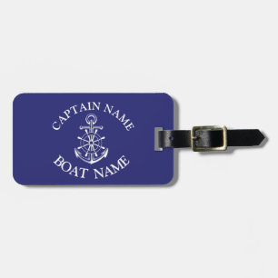 Custom boat captain name navy nautical sailor  luggage tag