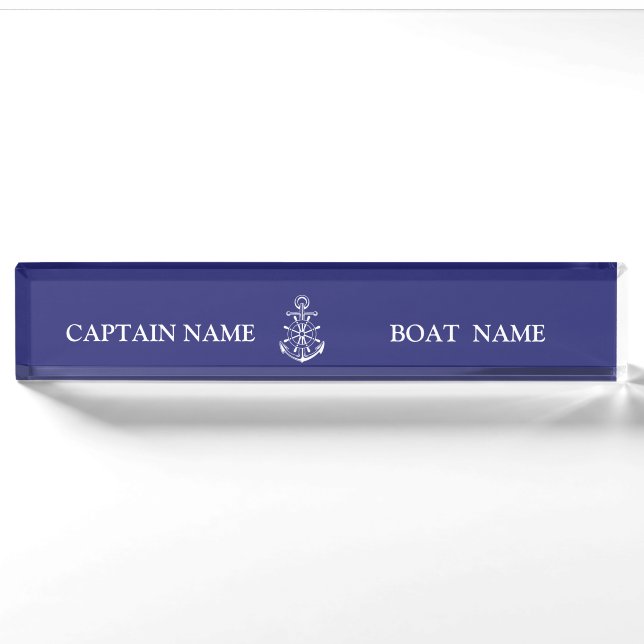 Custom boat captain name navy nautical sailor   nameplate (Front)