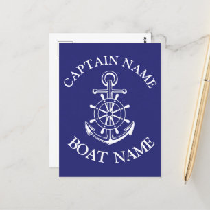 Custom boat captain name navy Postcard