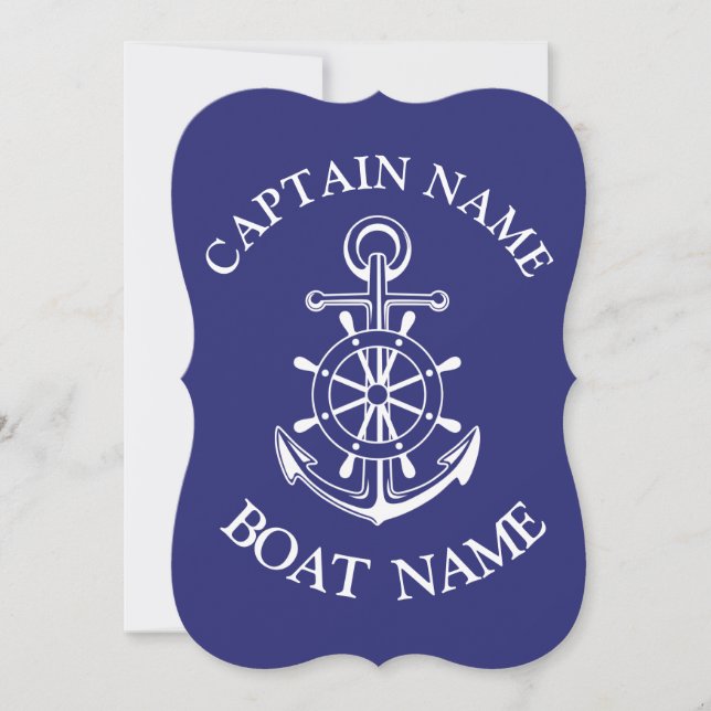 Custom boat captain name navy sailor  invitation (Front)