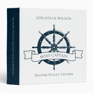 Custom Boat Captain Nautical Wheel Ocean Cruise Binder