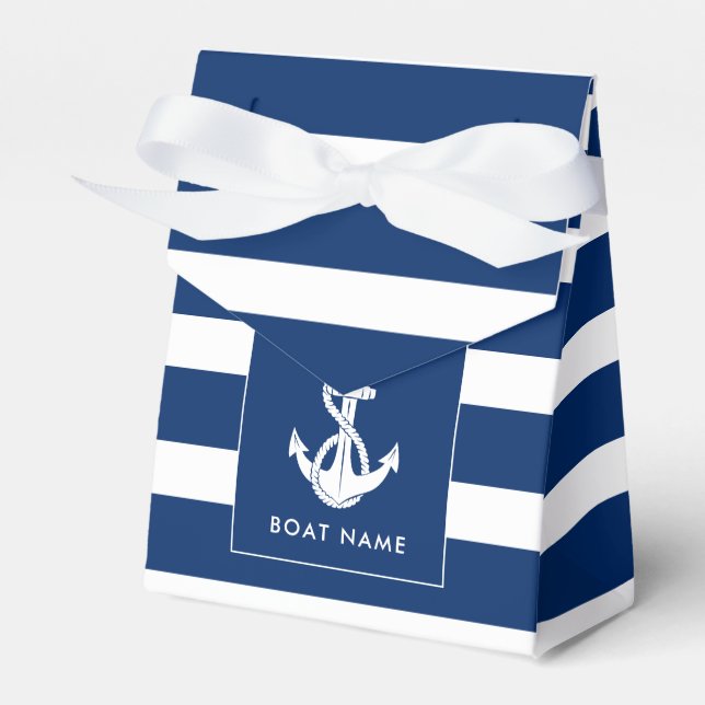 Custom Boat Name Anchor Nautical Coastal Favor Box (Front Side)