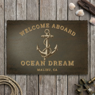 Custom Boat Name Anchor Nautical Welcome Aboard Doormat