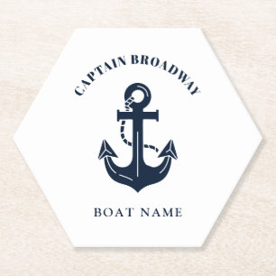 Custom Boat Name and Captain Identity Style Paper Coaster