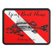 Custom Boat Name Dive Flag with Fish Bones