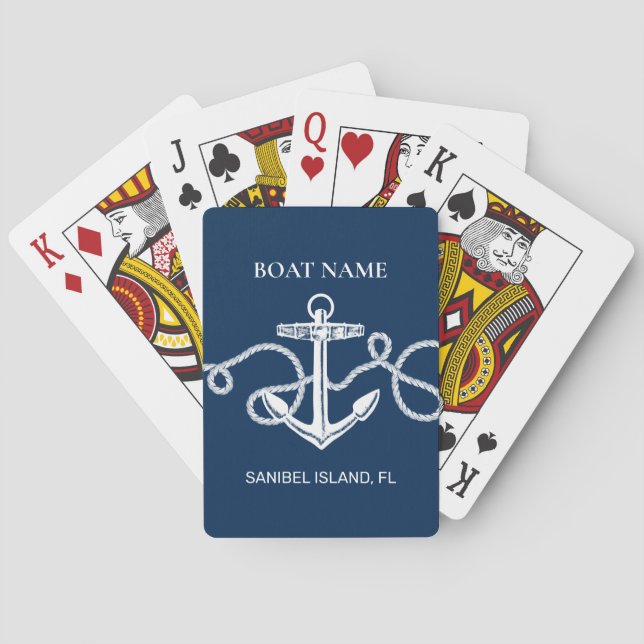 Custom Boat Name Nautical Anchor Playing Cards (Back)