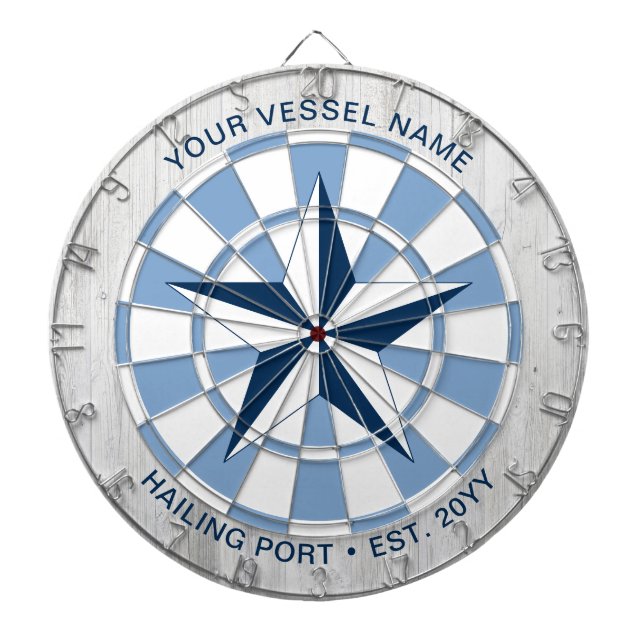 Custom Boat Name Nautical Star Personalized Dartboard (Front)