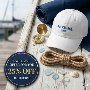 Custom Boat Name Nautical Yacht Minimalist Embroidered Hat