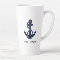 Custom Boat Name Navy Blue Nautical Anchor