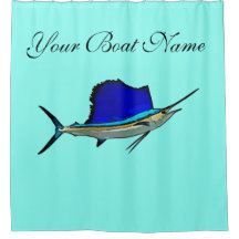 Custom Boat Name Sailfish Shower Curtain