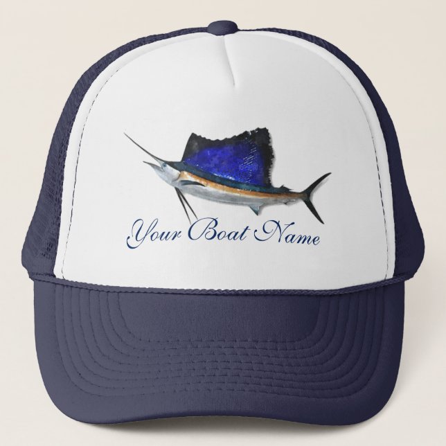Custom Boat Name Sailfish Trucker Hat (Front)