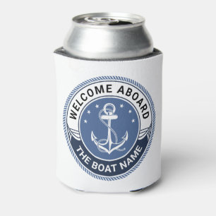 Custom boat name welcome aboard anchor and rope  can cooler