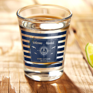 Custom Boat Name Welcome Aboard Anchor Cool Shot Glass
