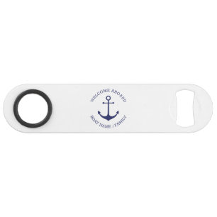 Custom Boat name Welcome Aboard nautical anchor Bar Key