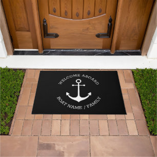 Custom Boat name Welcome Aboard nautical anchor Doormat