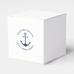 Custom Boat name Welcome Aboard nautical anchor Favor Box