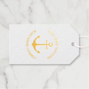 Custom Boat name Welcome Aboard nautical anchor Gift Tags