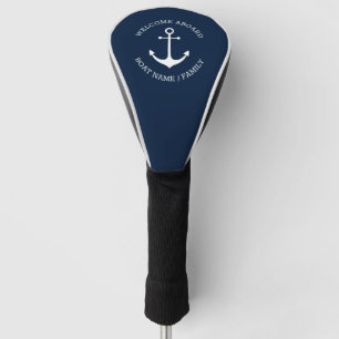 Custom Boat name Welcome Aboard nautical anchor Golf Head Cover