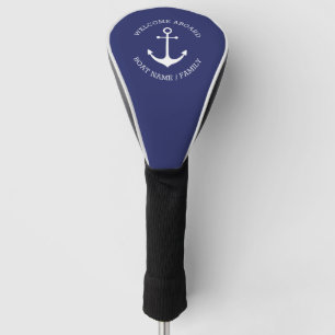Custom Boat name Welcome Aboard nautical anchor Golf Head Cover