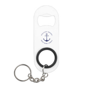 Custom Boat name Welcome Aboard nautical anchor Keychain Bottle Opener