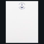 Custom Boat name Welcome Aboard nautical anchor Letterhead<br><div class="desc">Custom Boat name or Family name, Welcome Aboard, nautical navy blue anchor and text and white Letterhead
Customize text nautical sailing text, captain name, boat name, family name, entrance sign, etc
great for sailors, boaters, sailing and boating
Happy sailing!
Check the rest of the collection for matching coordinating items.</div>