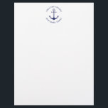 Custom Boat name Welcome Aboard nautical anchor Letterhead<br><div class="desc">Custom Boat name or Family name,  Welcome Aboard,  nautical navy blue anchor and text and white Letterhead 
Customize text nautical sailing text,  captain name,  boat name,  family name,  entrance sign,  etc
great for sailors,  boaters,  sailing and boating 
Happy sailing!
Check the rest of the collection for matching coordinating items.</div>