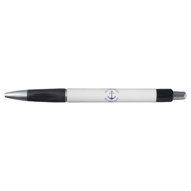 Custom Boat name Welcome Aboard nautical anchor Pen (Front)