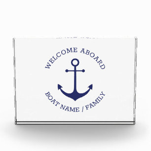 Custom Boat name Welcome Aboard nautical anchor Photo Block