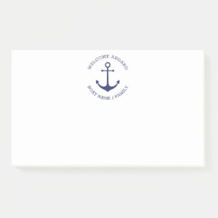 Custom Boat name Welcome Aboard nautical anchor Post-it Notes
