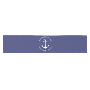 Custom Boat name Welcome Aboard nautical anchor Short Table Runner