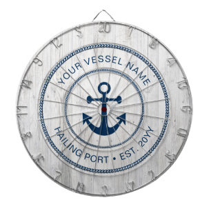 Custom Boat Name Year Nautical Anchor Rustic Dartboard