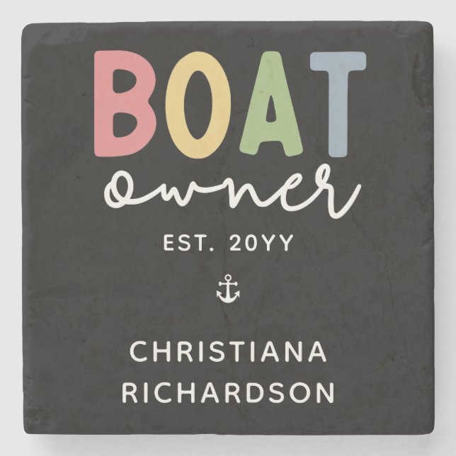 Custom Boat Owner established New Boat Owner Gift Stone Coaster (Front)