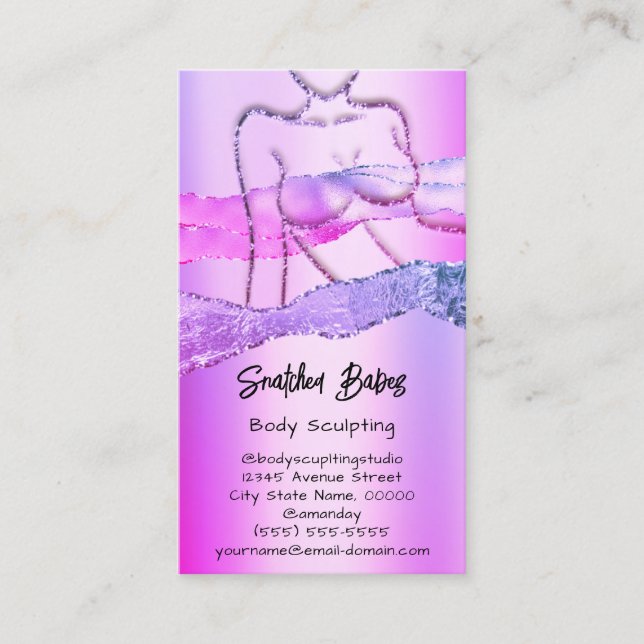 Custom Body Sculpting Cosmetics Logo QR Code Pink Business Card (Front)