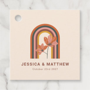 Custom Bohemian Autumn Terracotta Floral Wedding Favour Tags