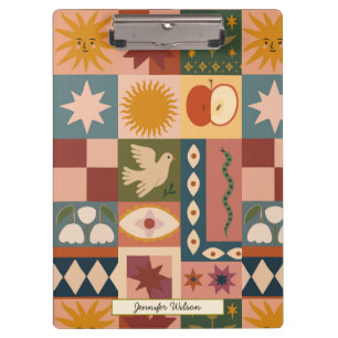 Custom Bohemian Celestial Patchwork Mystical Clipboard