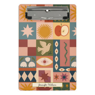 Custom Bohemian Celestial Patchwork Mystical Mini Clipboard