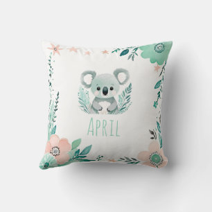 Custom Boho Baby Koala Pillow Pastel Green