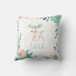 Custom Boho Baby Moose Pillow Pastel Green 