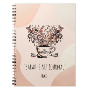 Custom Boho Botanical Coffee Art Spiral Journal