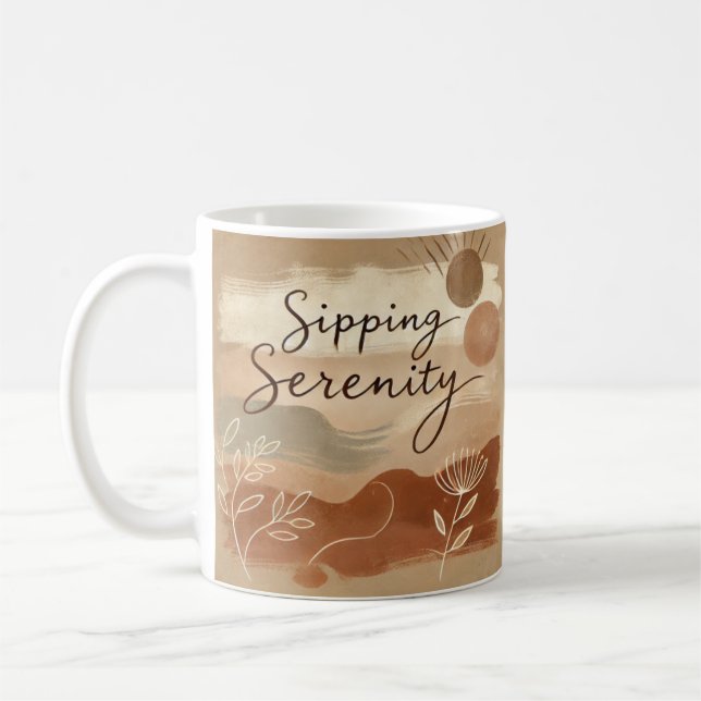 Custom Boho Ceramic Mug | Unique Nature-Inspired D (Left)