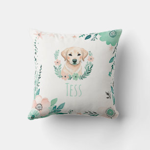 Custom Boho Cute Labrador Pillow Pastel Green