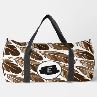 Custom Boho Feather Monogram Large Duffel Bag