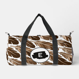 Custom Boho Feather Monogram Small Duffel Bag