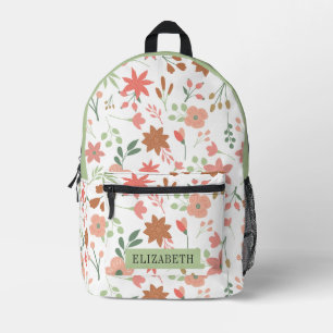 Custom Boho Florals Flowers Back to School Printed Backpack