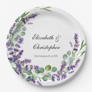 Custom Boho Lavender Eucalyptus Wedding Paper Plate