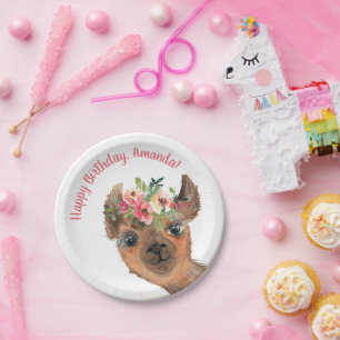 Custom Boho Llama  Paper Plate