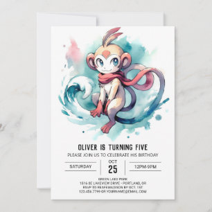 Custom Boho Monkey Birthday Invitation