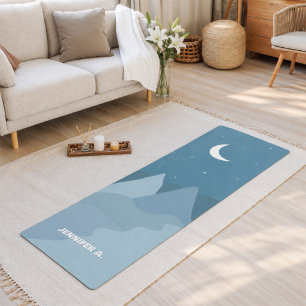 Custom Boho Moon and Stars Aesthetic Text Yoga Mat