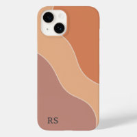 Custom Boho Pastel Waves Monogram Soft Orange