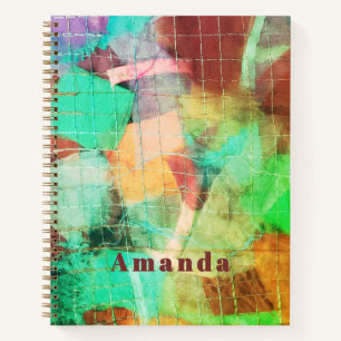 Custom Boho Patchwork Look Abstract Green Brown  Notebook